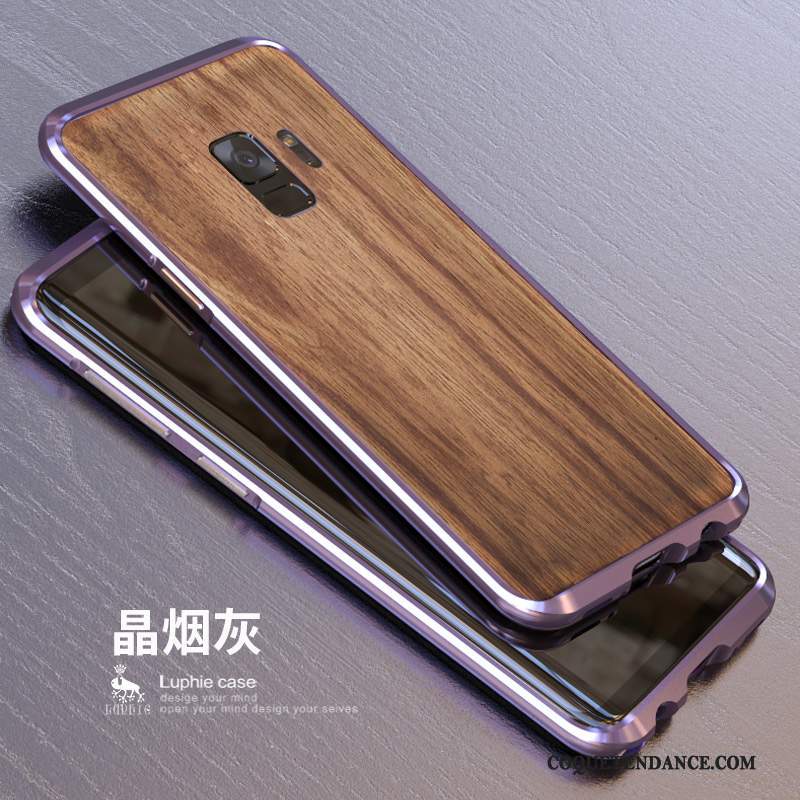 Samsung Galaxy S9 Coque Métal Étui Délavé En Daim Bois