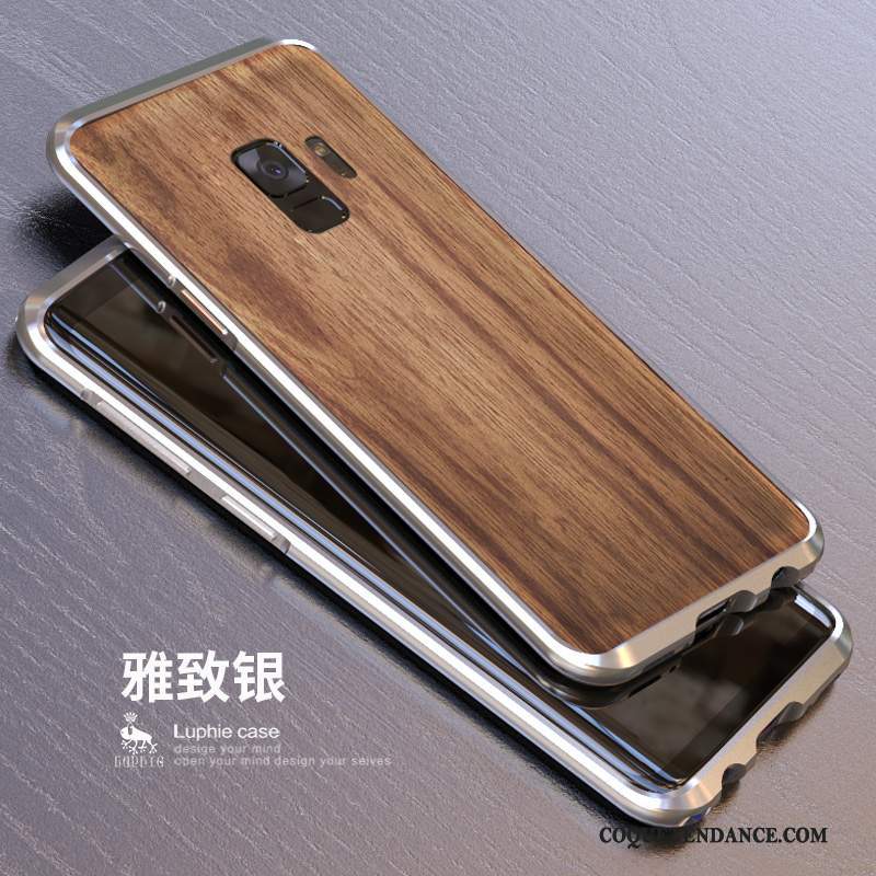 Samsung Galaxy S9 Coque Métal Étui Délavé En Daim Bois