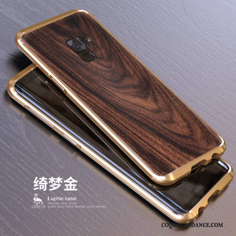 Samsung Galaxy S9 Coque Métal Étui Délavé En Daim Bois