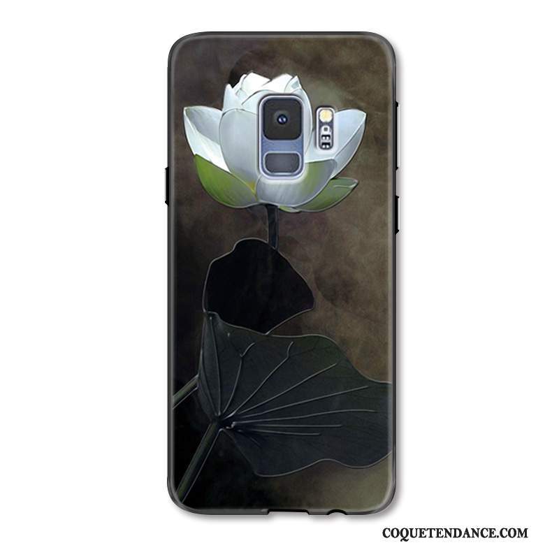 Samsung Galaxy S9 Coque Style Chinois Gaufrage Fleur Ornements Suspendus Blanc