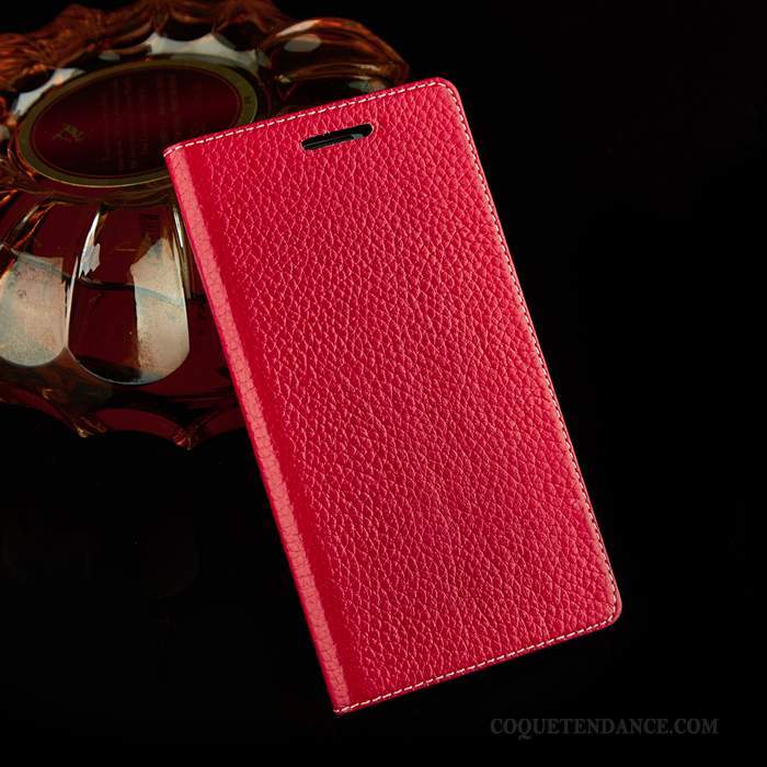 Samsung Galaxy S9 Coque Étui Rouge Protection Cuir Véritable Housse