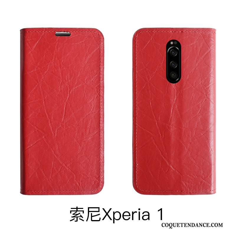 Sony Xperia 1 Coque Housse Rouge Étui Simple Tout Compris