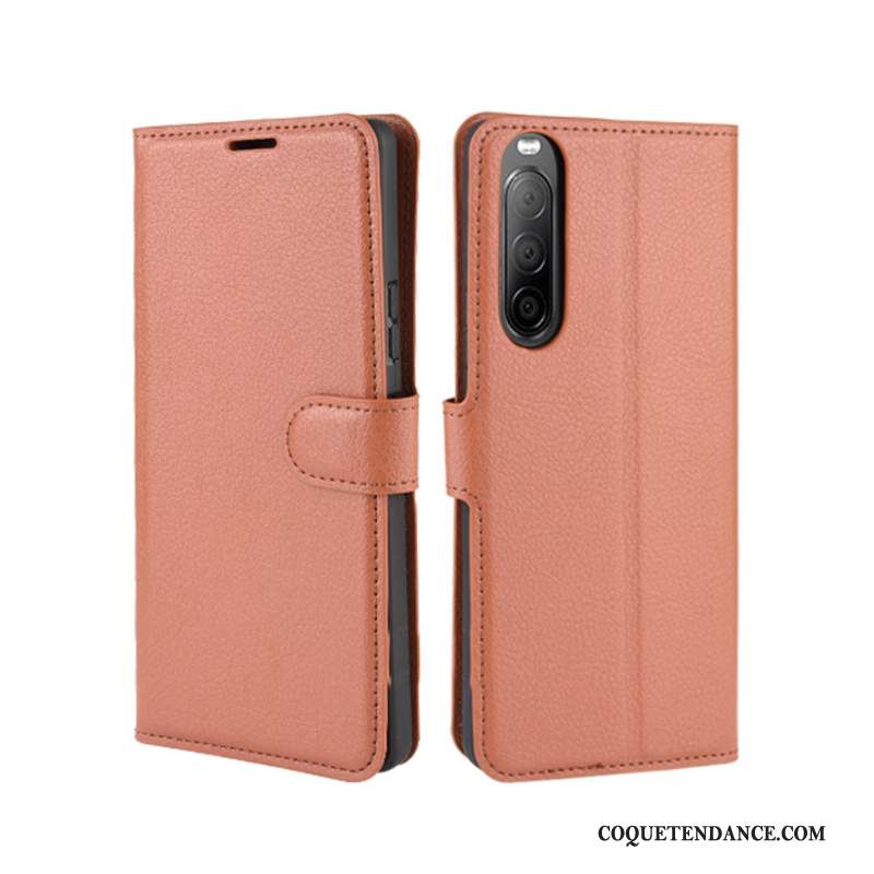 Sony Xperia 10 Ii Coque Incassable Rouge Étui En Cuir Protection De Téléphone