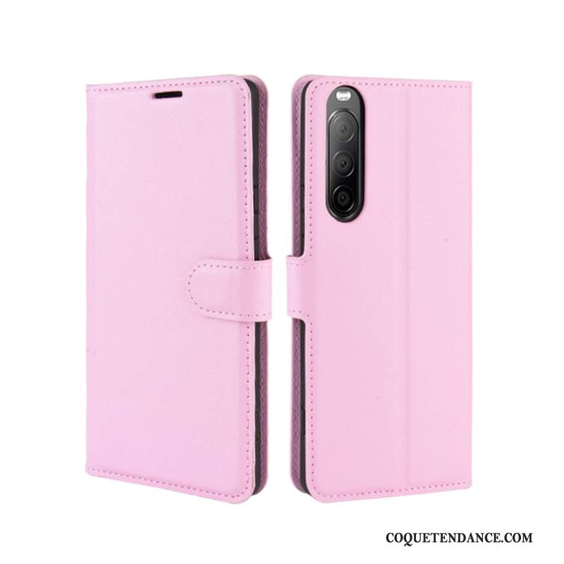 Sony Xperia 10 Ii Coque Incassable Rouge Étui En Cuir Protection De Téléphone