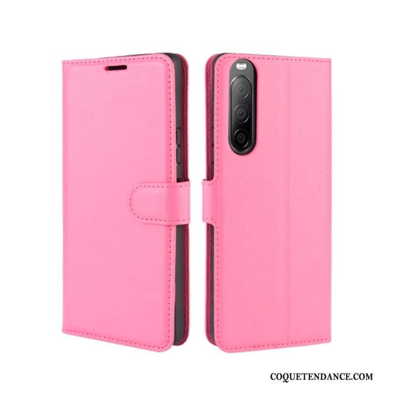 Sony Xperia 10 Ii Coque Incassable Rouge Étui En Cuir Protection De Téléphone