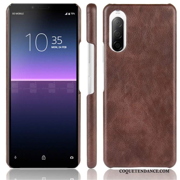 Sony Xperia 10 Ii Coque Noir Cuir Modèle Fleurie Protection