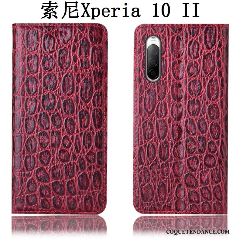 Sony Xperia 10 Ii Coque Noir Housse Étui En Cuir Incassable Protection