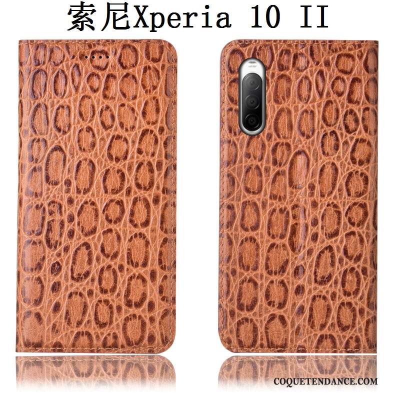 Sony Xperia 10 Ii Coque Noir Housse Étui En Cuir Incassable Protection