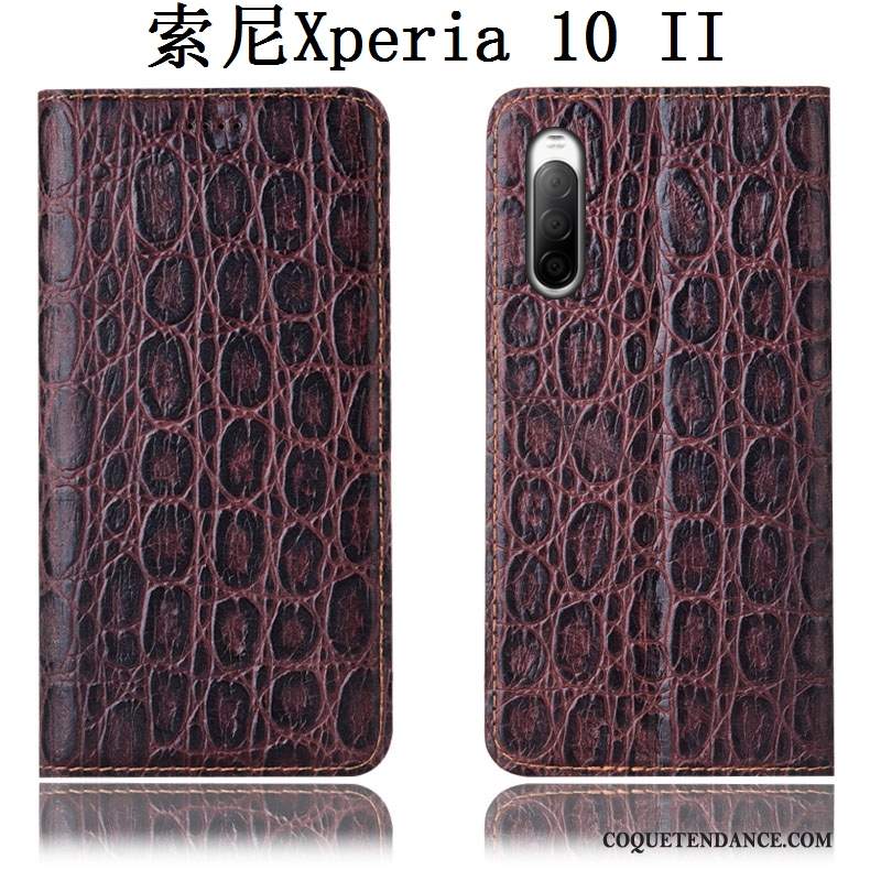 Sony Xperia 10 Ii Coque Noir Housse Étui En Cuir Incassable Protection