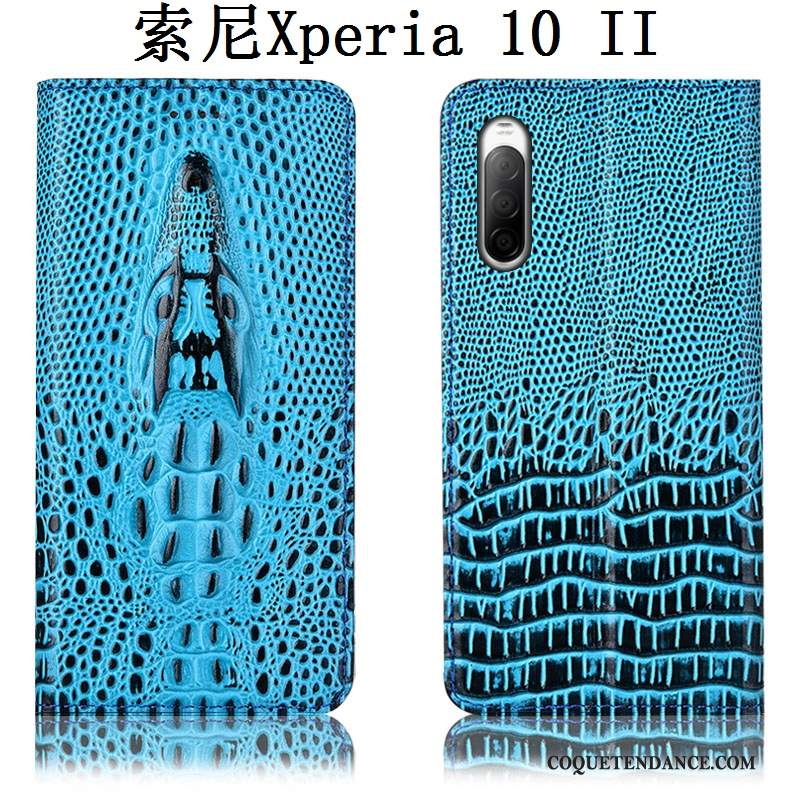 Sony Xperia 10 Ii Coque Étui En Cuir Housse Crocodile Protection Incassable