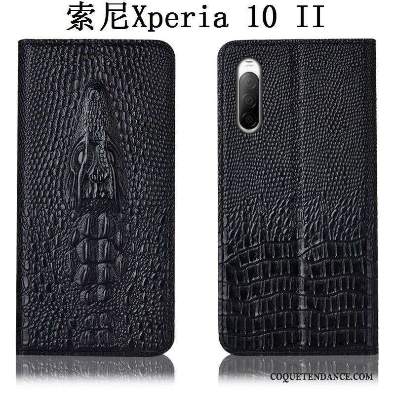 Sony Xperia 10 Ii Coque Étui En Cuir Housse Crocodile Protection Incassable