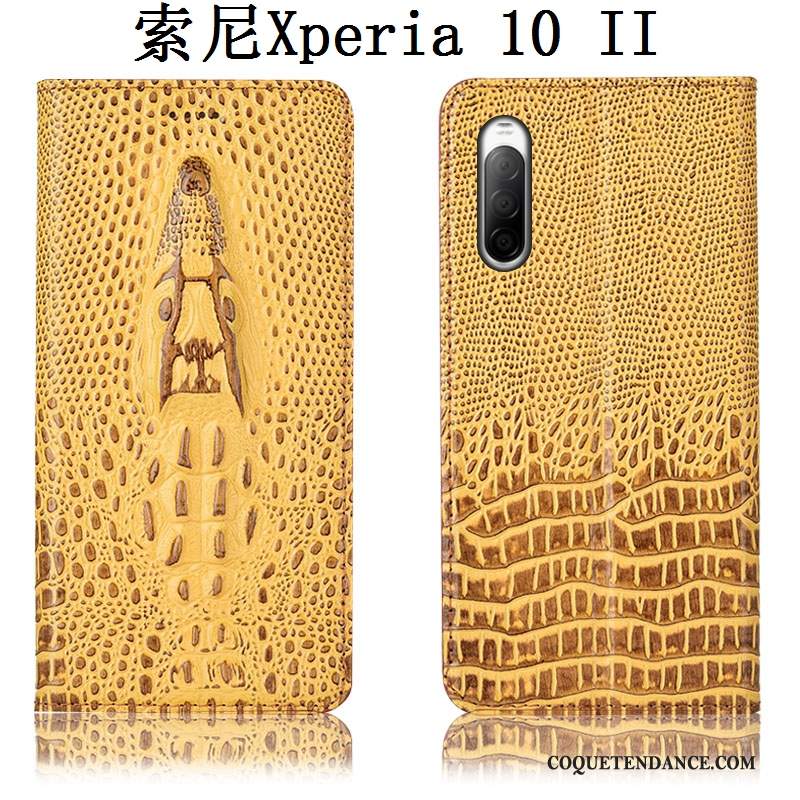 Sony Xperia 10 Ii Coque Étui En Cuir Housse Crocodile Protection Incassable