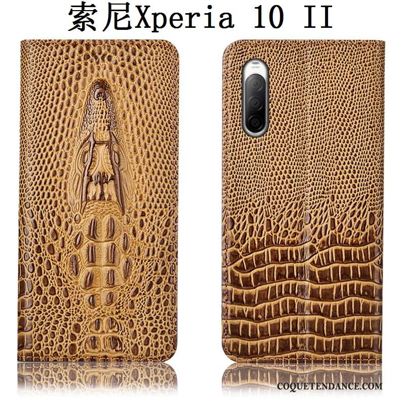 Sony Xperia 10 Ii Coque Étui En Cuir Housse Crocodile Protection Incassable