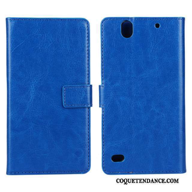 Sony Xperia C4 Coque Bleu Étui En Cuir Protection De Téléphone Noir