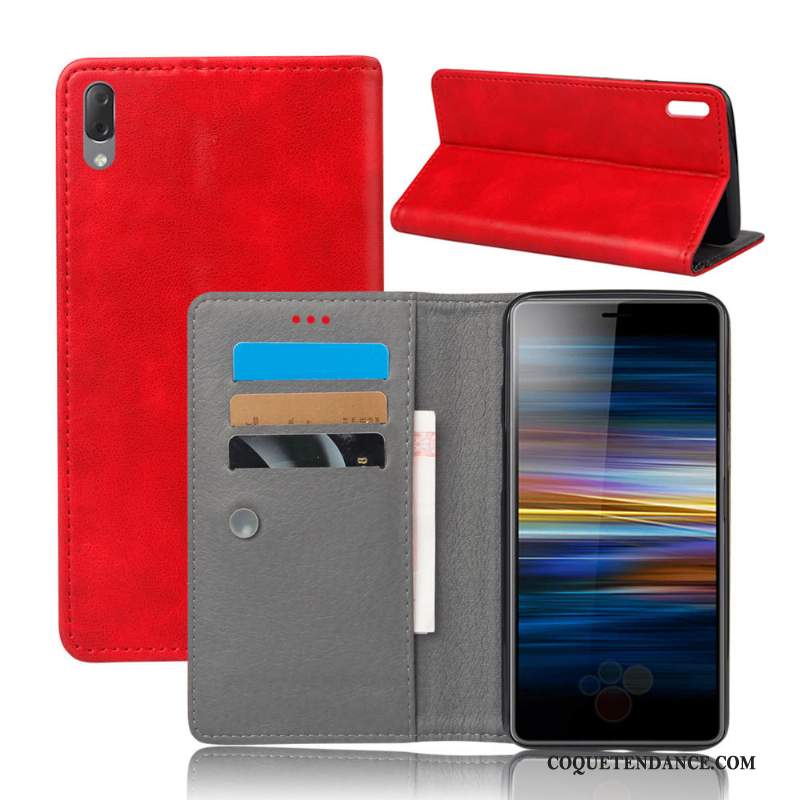 Sony Xperia L3 Coque Étui Cuir Protection Rouge Tout Compris