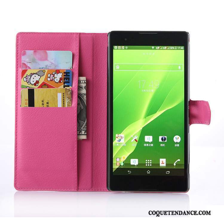 Sony Xperia T2 Coque Portefeuille De Téléphone Carte Rose Étui