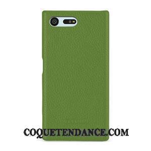 Sony Xperia X Compact Coque Étui Protection Vert Cuir Véritable