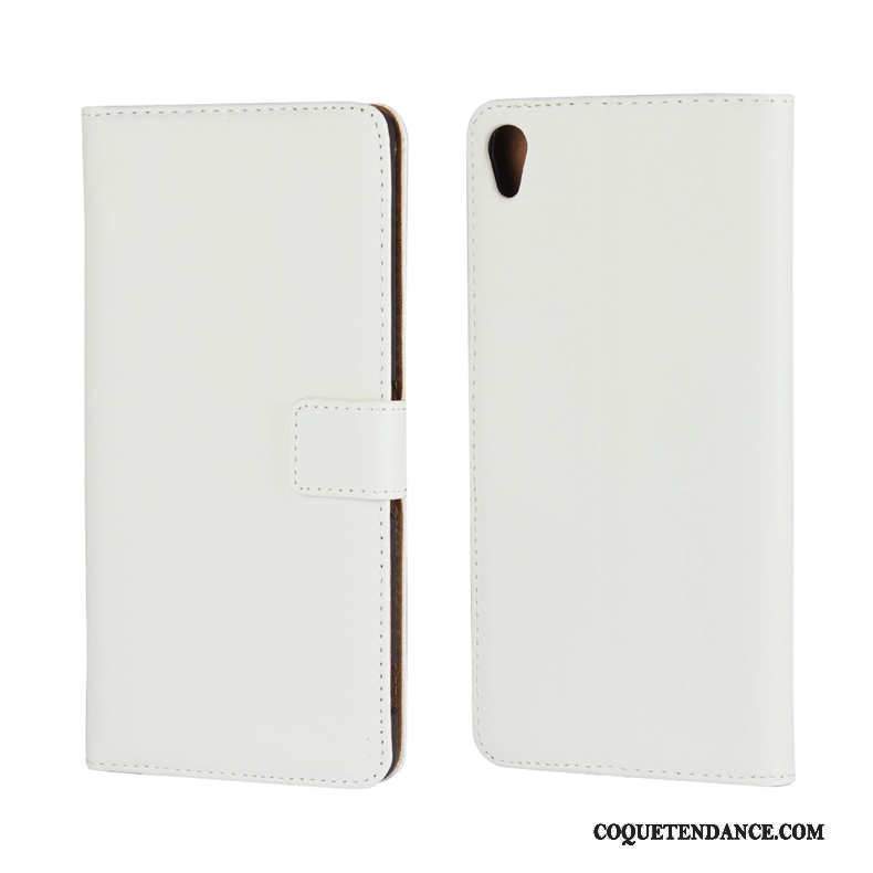 Sony Xperia Xa Ultra Coque De Téléphone Cuir Véritable Étui Blanc Carte