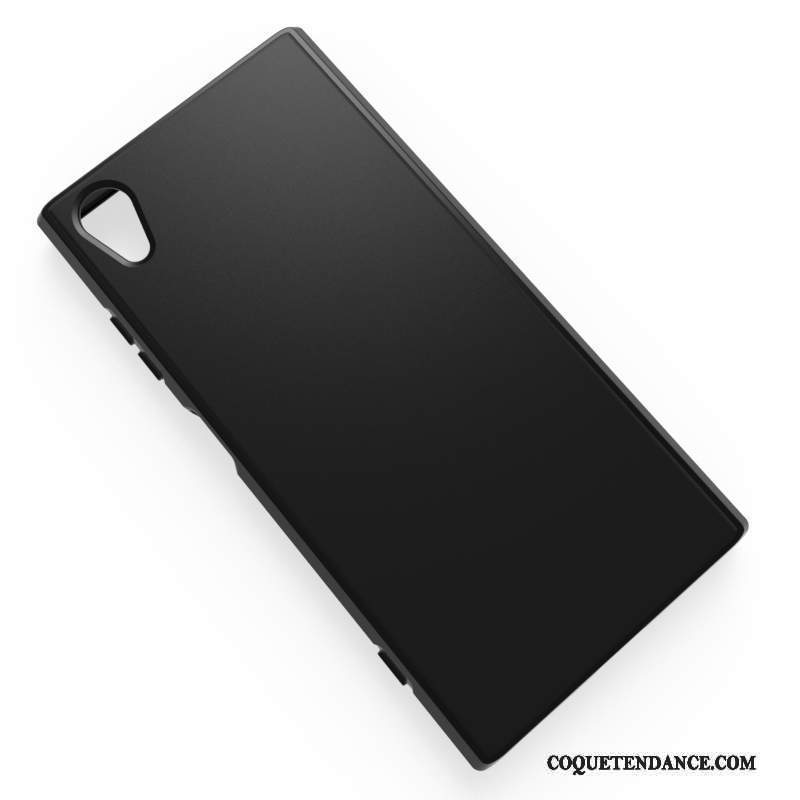 Sony Xperia Xa1 Plus Coque Protection Délavé En Daim Noir Étui Fluide Doux