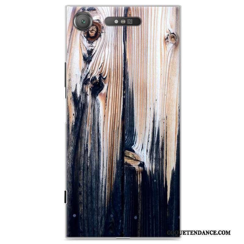 Sony Xperia Xz1 Coque Peinture Difficile Grain De Bois Étui