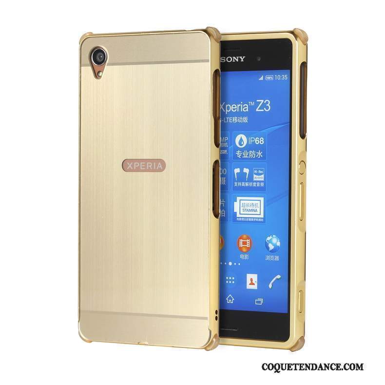 Sony Xperia Z3+ Coque Or Border Métal Protection Étui