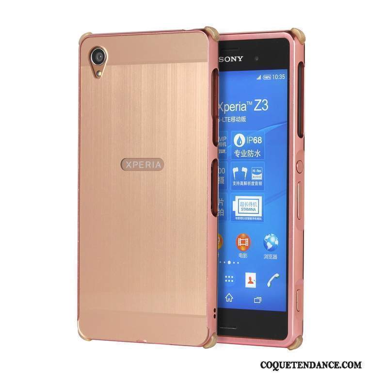 Sony Xperia Z3+ Coque Or Border Métal Protection Étui