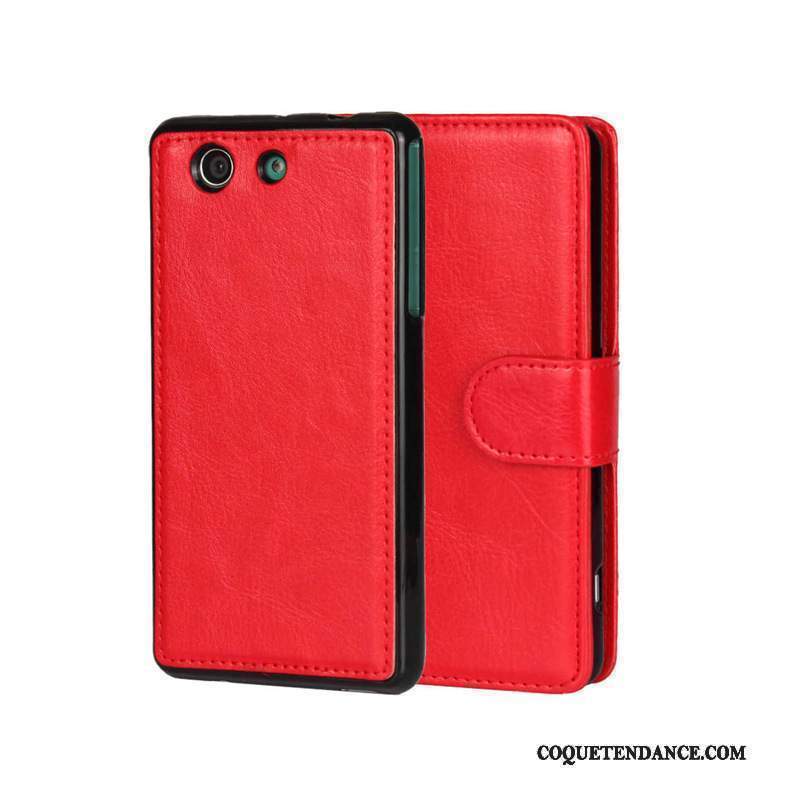 Sony Xperia Z3 Coque Protection Étui En Cuir Rouge