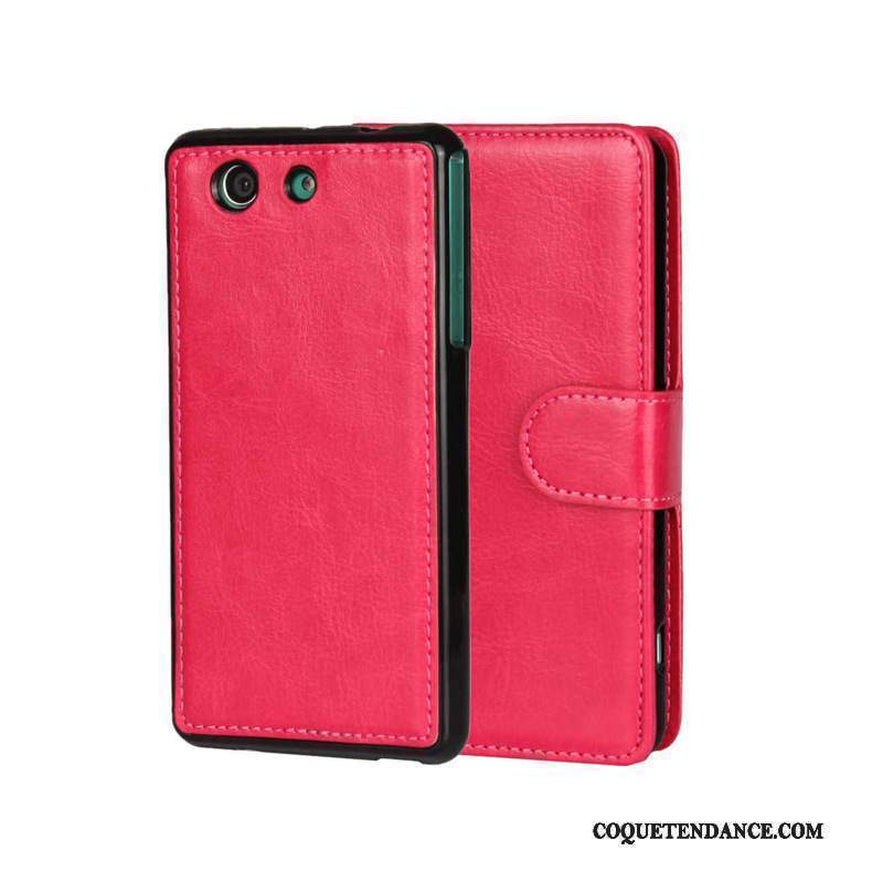 Sony Xperia Z3 Coque Protection Étui En Cuir Rouge