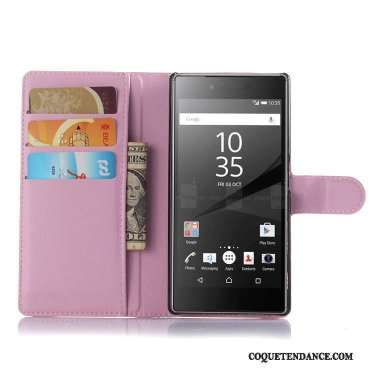 Sony Xperia Z5 Coque De Téléphone Étui En Cuir Portefeuille Rose Protection