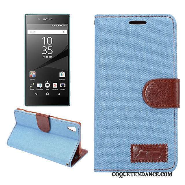 Sony Xperia Z5 Coque Protection Étui Étui En Cuir Bleu