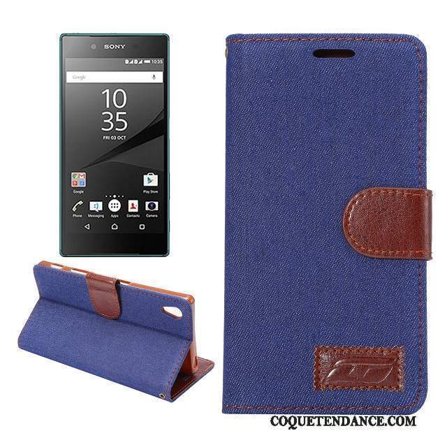 Sony Xperia Z5 Coque Protection Étui Étui En Cuir Bleu