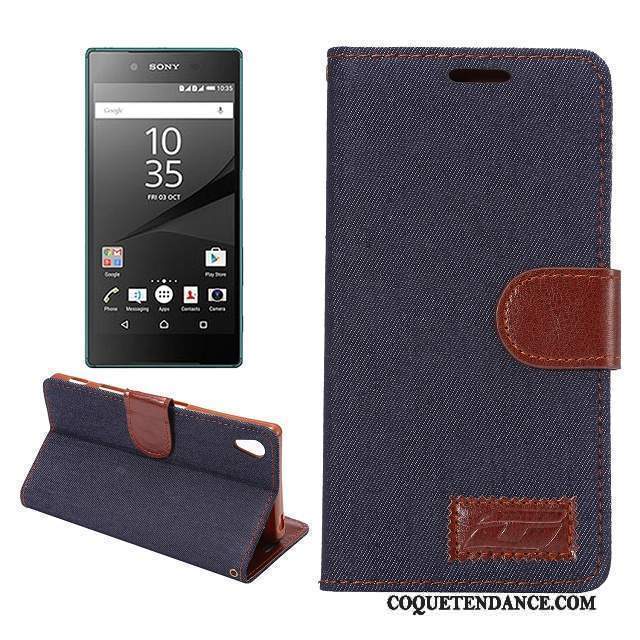 Sony Xperia Z5 Coque Protection Étui Étui En Cuir Bleu