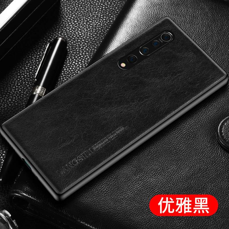 Xiaomi Mi 10 Coque Personnalité Vert Business Cuir Véritable Petit