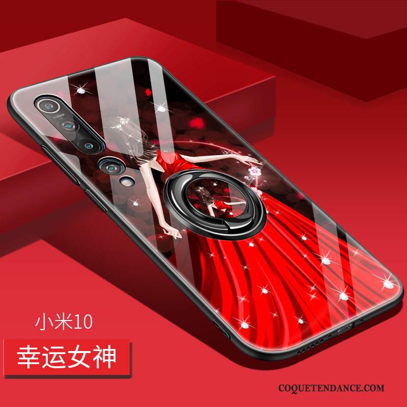 Xiaomi Mi 10 Coque Tout Compris Petit Gaufrage Magnétisme Anneau
