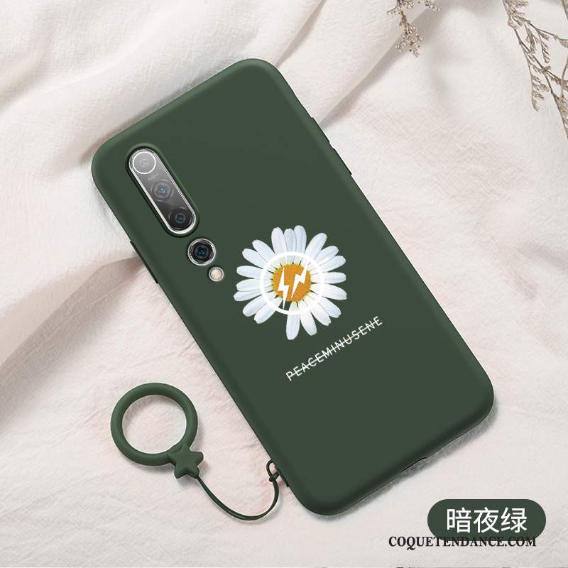 Xiaomi Mi 10 Coque Vert Incassable Tendance Créatif Petite Marguerite