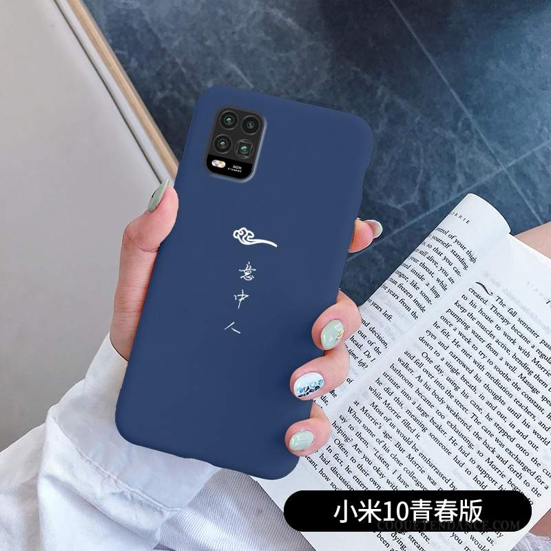 Xiaomi Mi 10 Lite Coque Bleu Silicone De Téléphone Petit Simple