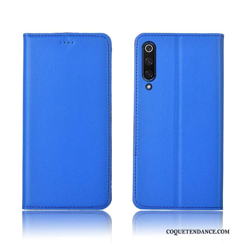 Xiaomi Mi 9 Se Coque Clamshell Fluide Doux Jaune Cuir Véritable Protection