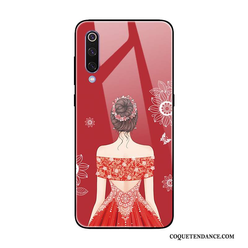 Xiaomi Mi 9 Se Coque Créatif Protection Verre Trempé Rouge Miroir
