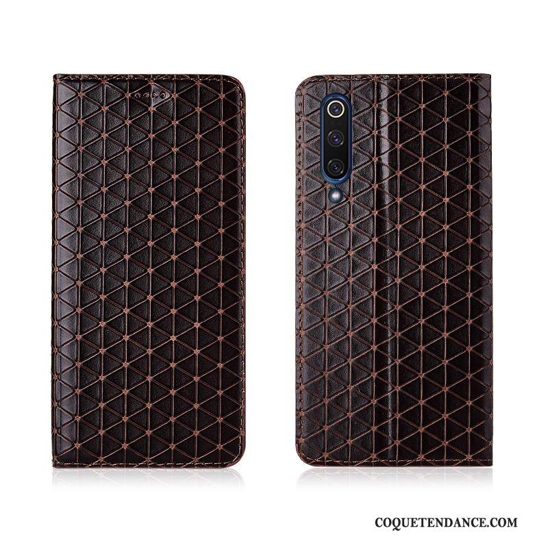 Xiaomi Mi 9 Se Coque Protection Plaid Cuir Véritable Nouveau Modèle