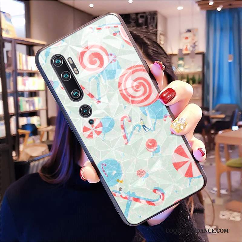 Xiaomi Mi Note 10 Coque Tout Compris Dessin Animé Losange Rose Modèle Fleurie