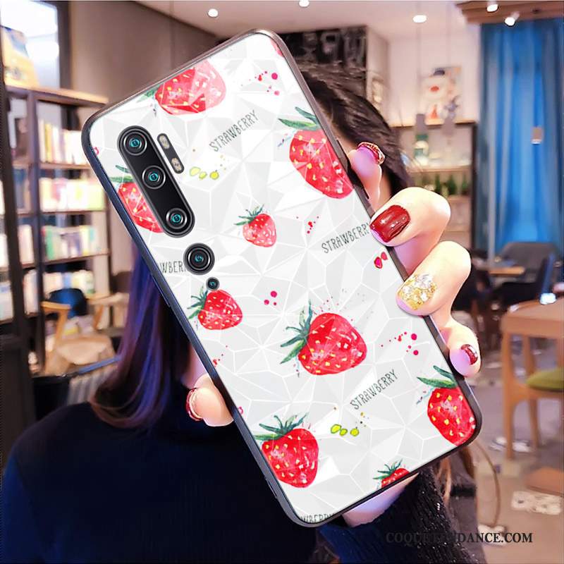 Xiaomi Mi Note 10 Coque Tout Compris Dessin Animé Losange Rose Modèle Fleurie