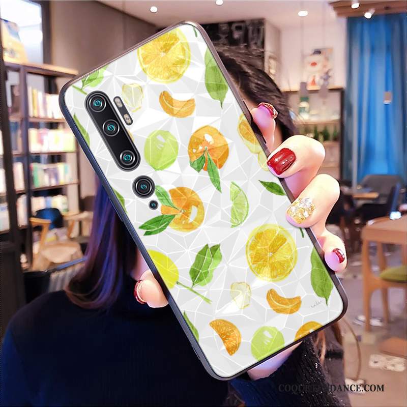 Xiaomi Mi Note 10 Coque Tout Compris Dessin Animé Losange Rose Modèle Fleurie