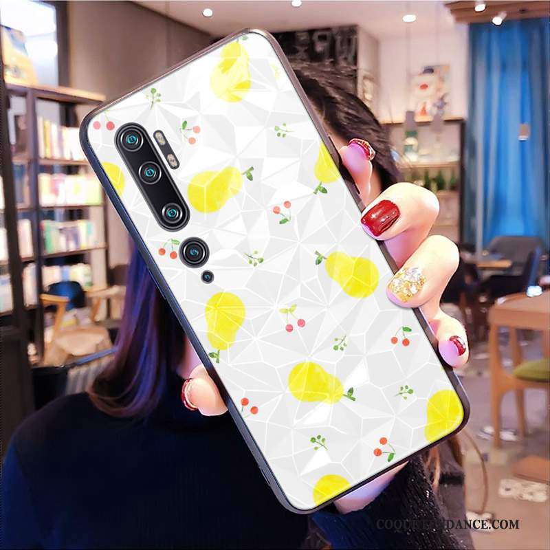 Xiaomi Mi Note 10 Coque Tout Compris Dessin Animé Losange Rose Modèle Fleurie