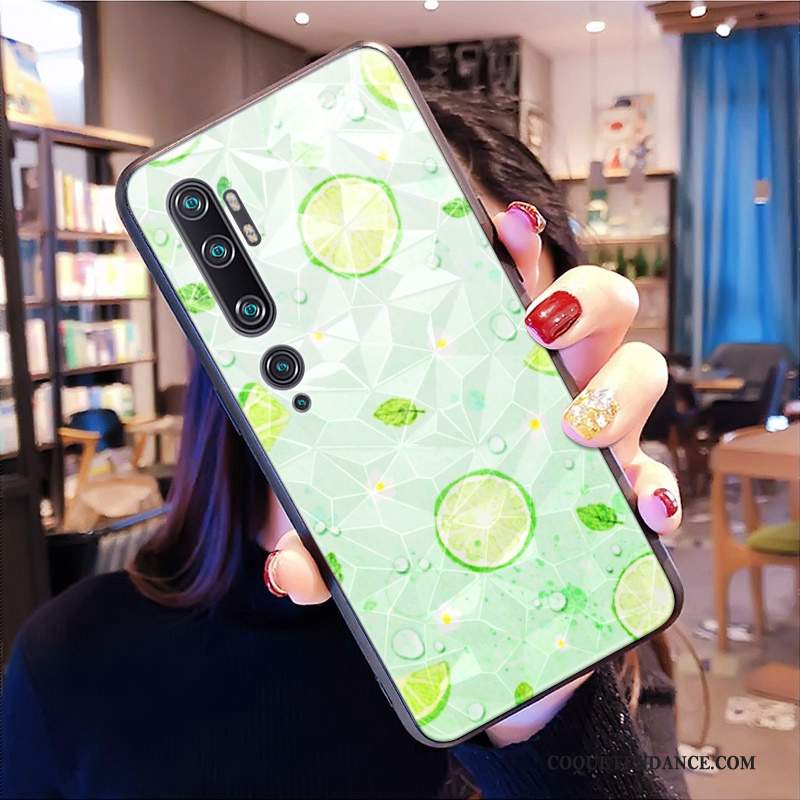 Xiaomi Mi Note 10 Coque Tout Compris Dessin Animé Losange Rose Modèle Fleurie