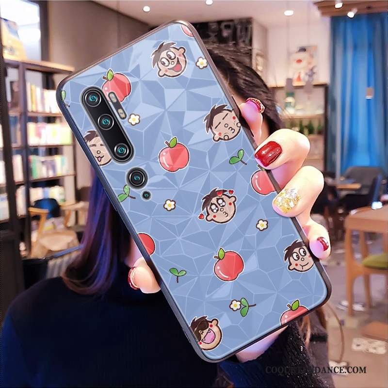 Xiaomi Mi Note 10 Coque Tout Compris Dessin Animé Losange Rose Modèle Fleurie