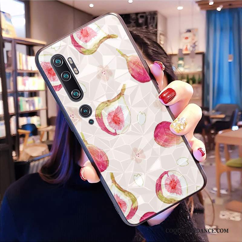 Xiaomi Mi Note 10 Coque Tout Compris Dessin Animé Losange Rose Modèle Fleurie