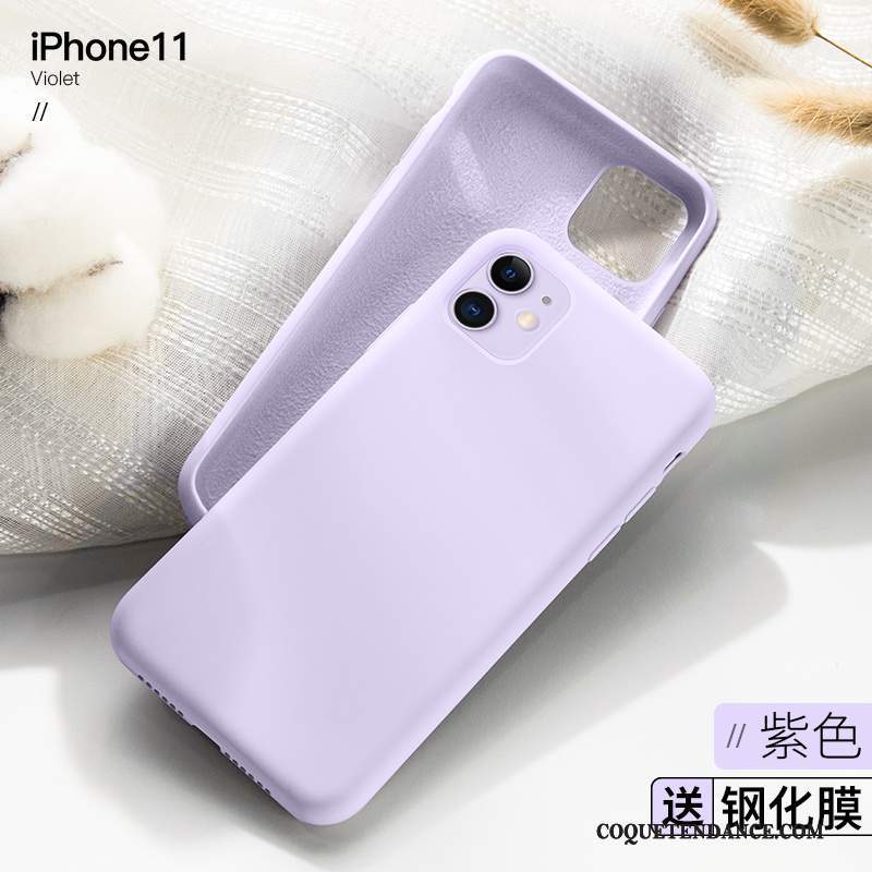 iPhone 11 Coque Luxe Net Rouge Violet Tendance Silicone