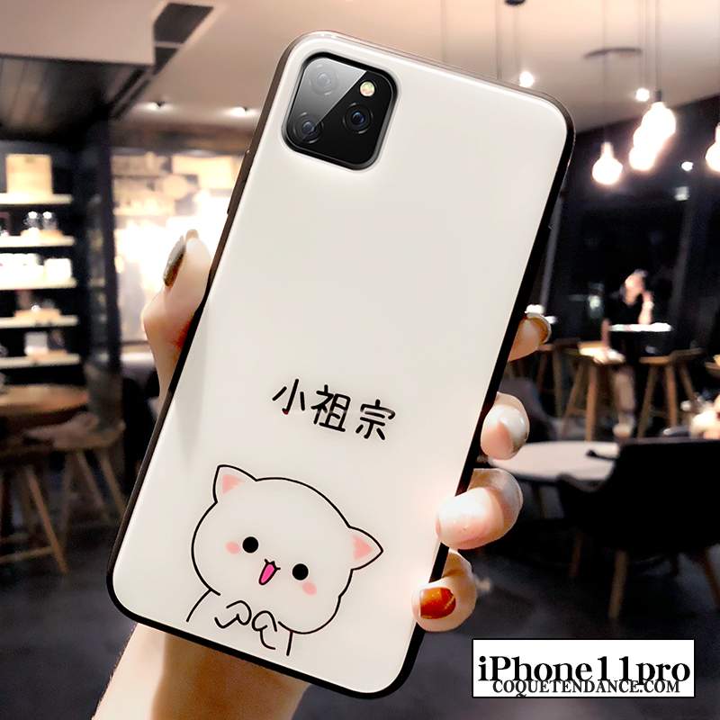 iPhone 11 Pro Coque De Téléphone Dessin Animé Amoureux Marque De Tendance Blanc