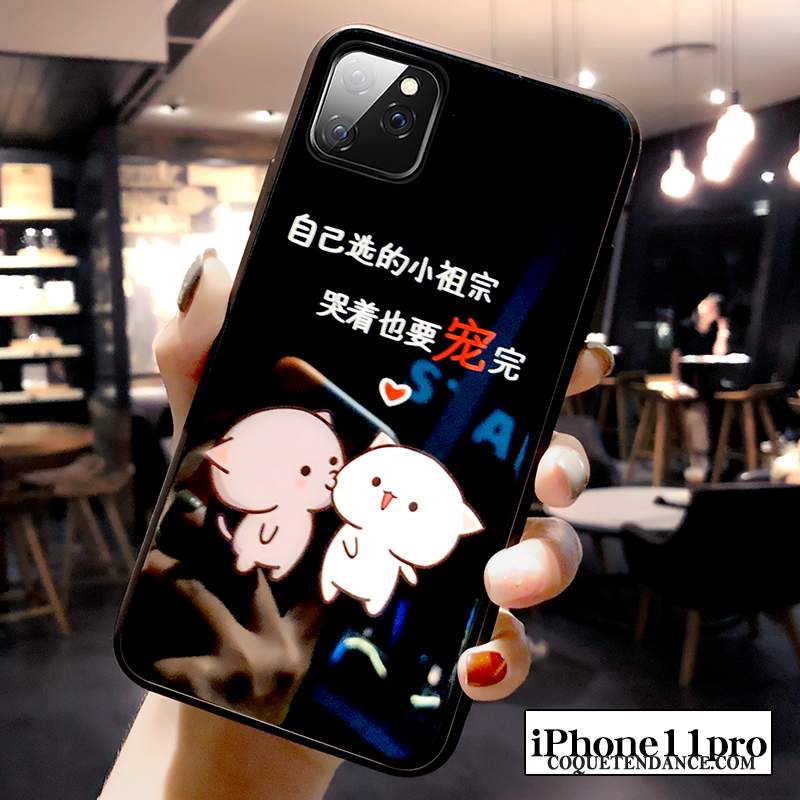 iPhone 11 Pro Coque De Téléphone Dessin Animé Amoureux Marque De Tendance Blanc