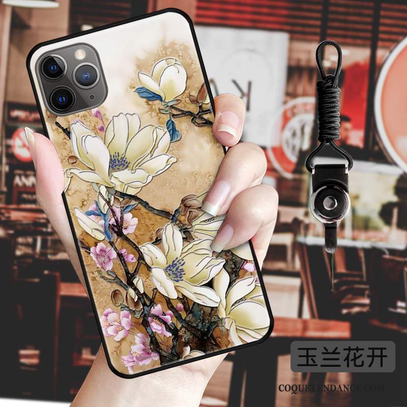 iPhone 11 Pro Coque Fleur Étui Gaufrage Protection